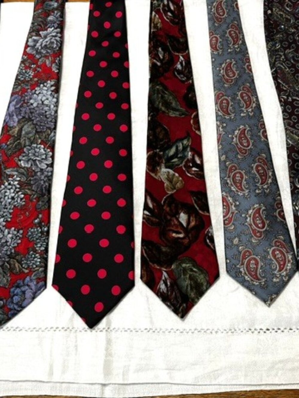 6 Retro Men's Ties Lot Various Designers 1980's-90's